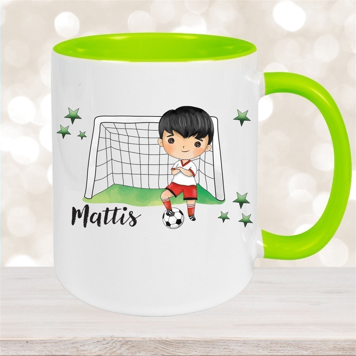 Tasse Fußball #2 Wunschname Keramik Kinderbecher personalisiert versch. Farben