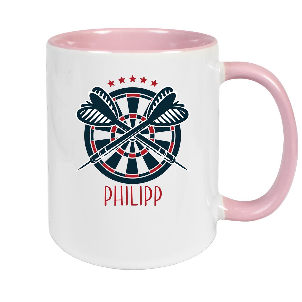 Tasse Dart 1 Wunschname Keramik Kinderbecher personalisiert versch. Farben