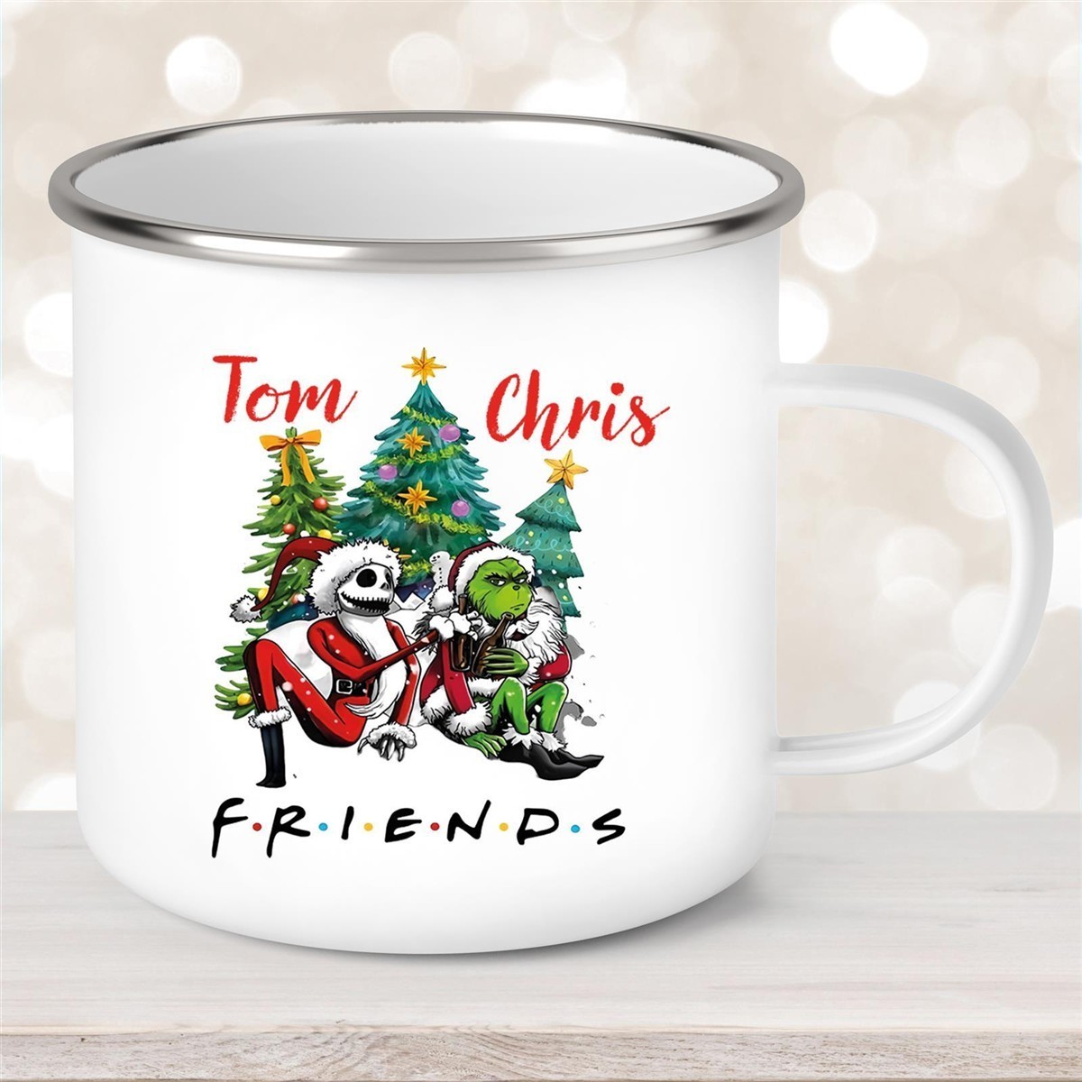 Tasse Wunschname Weihnachten Grinch Jack #6 Emaille Becher