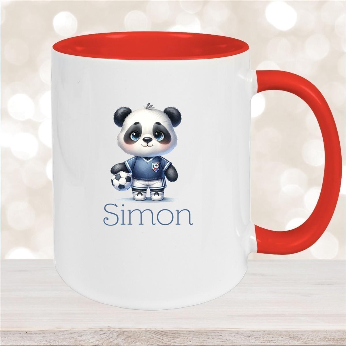 Tasse Wunschname Fußball 17 Personalisiert Panda Keramik Kinderbecher versch. Farben