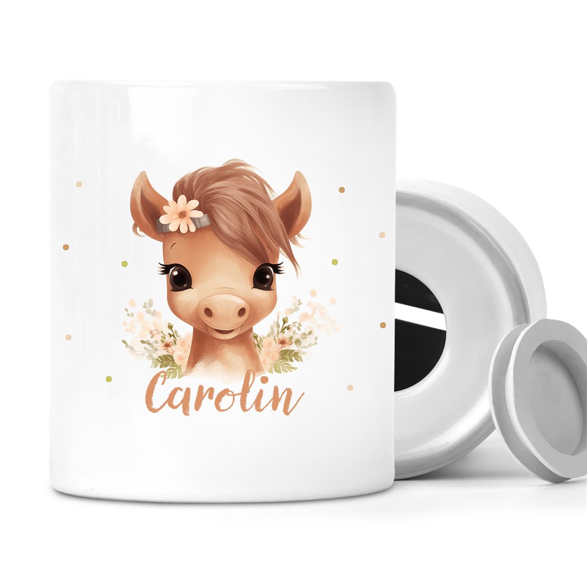 Spardose mit Wunschname Pferd 6 personalisiert