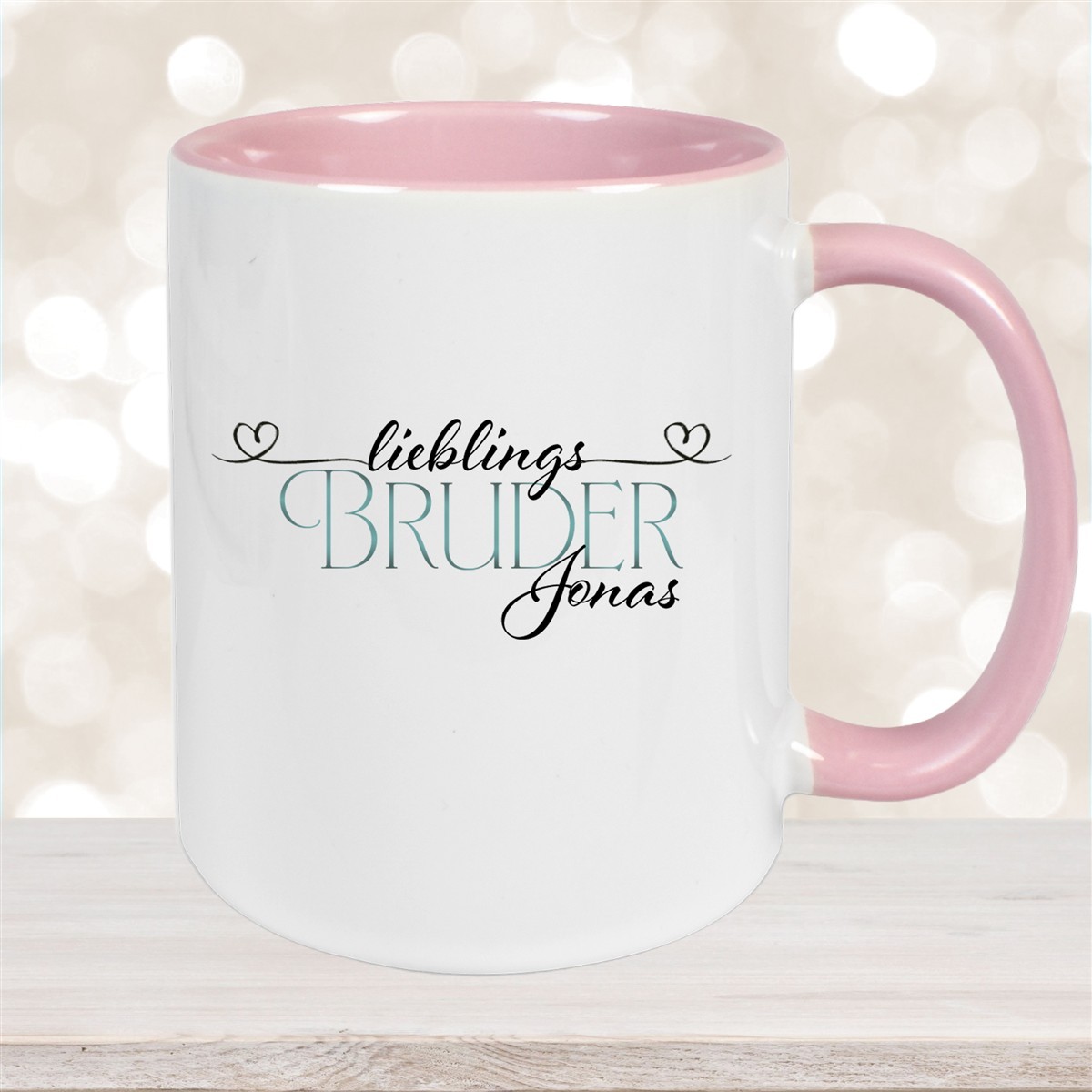 Tasse Wunschname Lieblings-Bruder #1 personalisiert Keramik Becher Altrosa