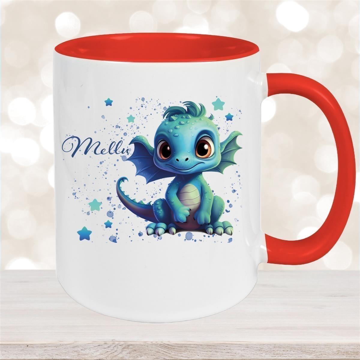 Tasse Wunschname Drache 2 Keramik Kinderbecher versch. Farben