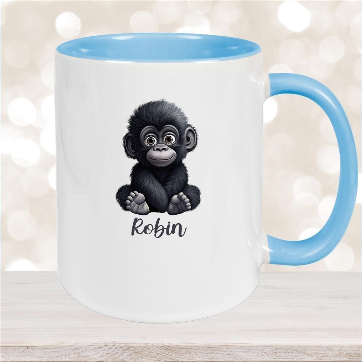 Tasse Wunschname Gorilla 1 Keramik Kinderbecher versch. Farben