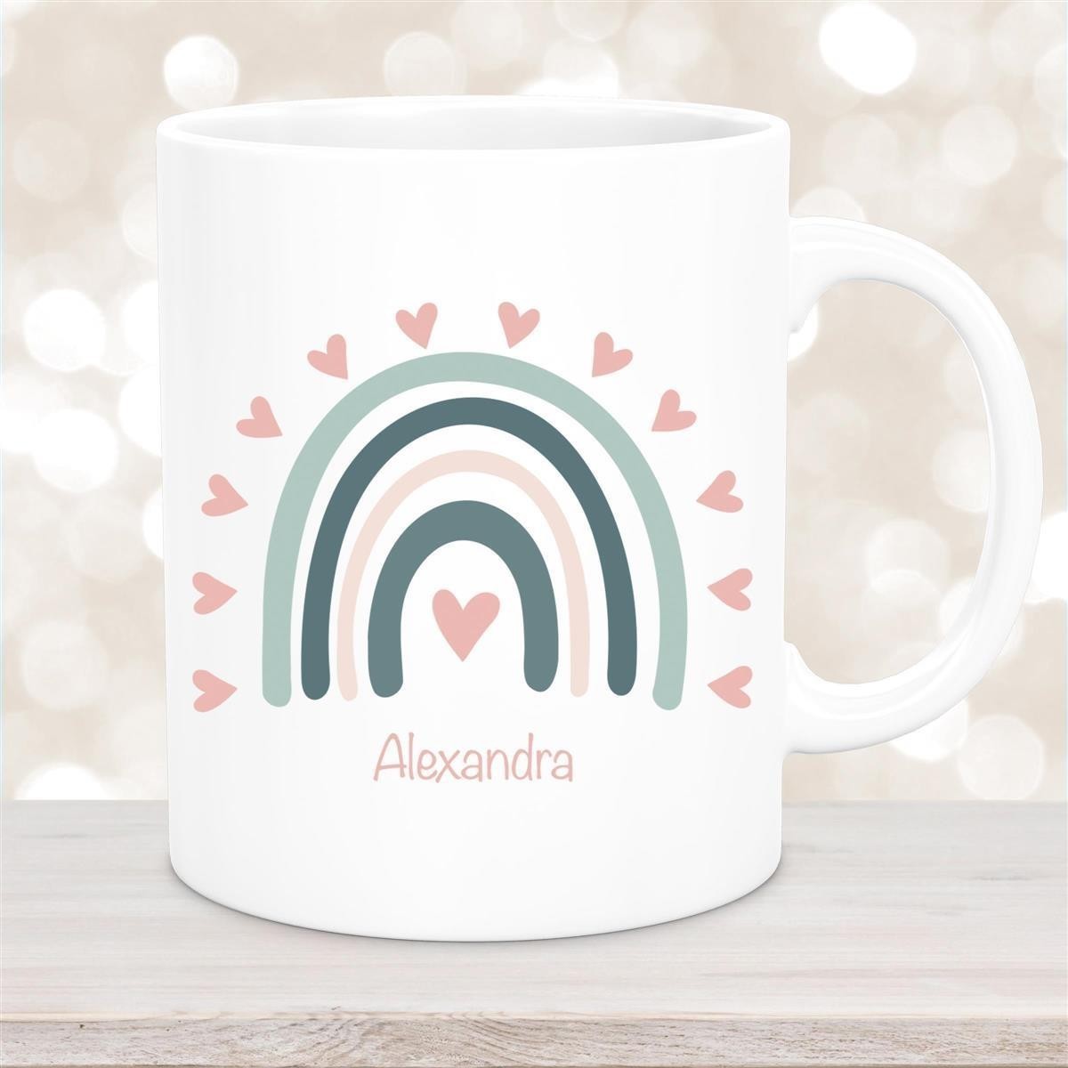Tasse Wunschname Regenbogen #4 Keramik Kinderbecher Weiß Tasse Wunschname Regenbogen #4 Keramik Kinderbecher Weiß