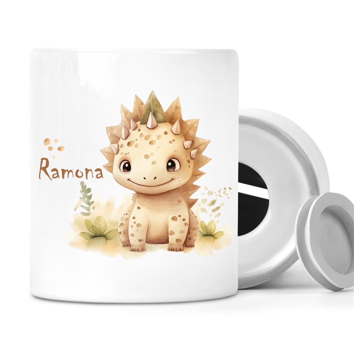 Spardose mit Wunschname Dino 2 personalisiert