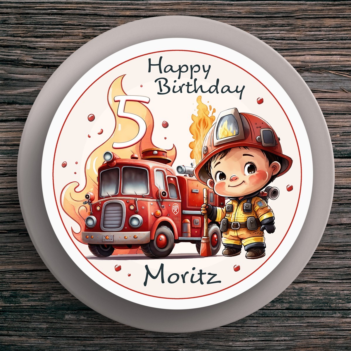 Tortenaufleger Geburtstag Feuerwehr #1 Name & Zahl (20cm) Tortenaufleger Geburtstag Feuerwehr #1 Name & Zahl (20cm)