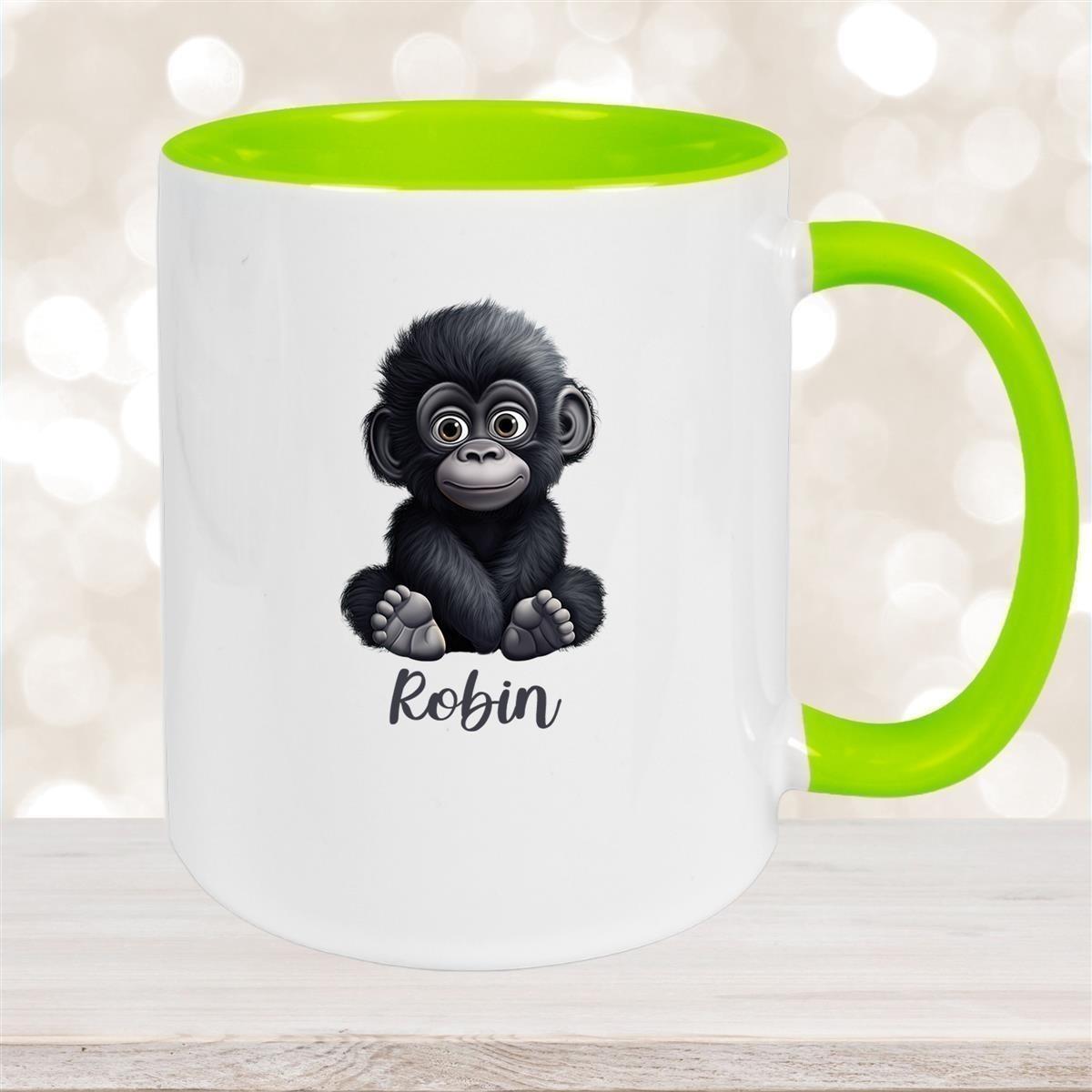 Tasse Wunschname Gorilla 1 Keramik Kinderbecher versch. Farben