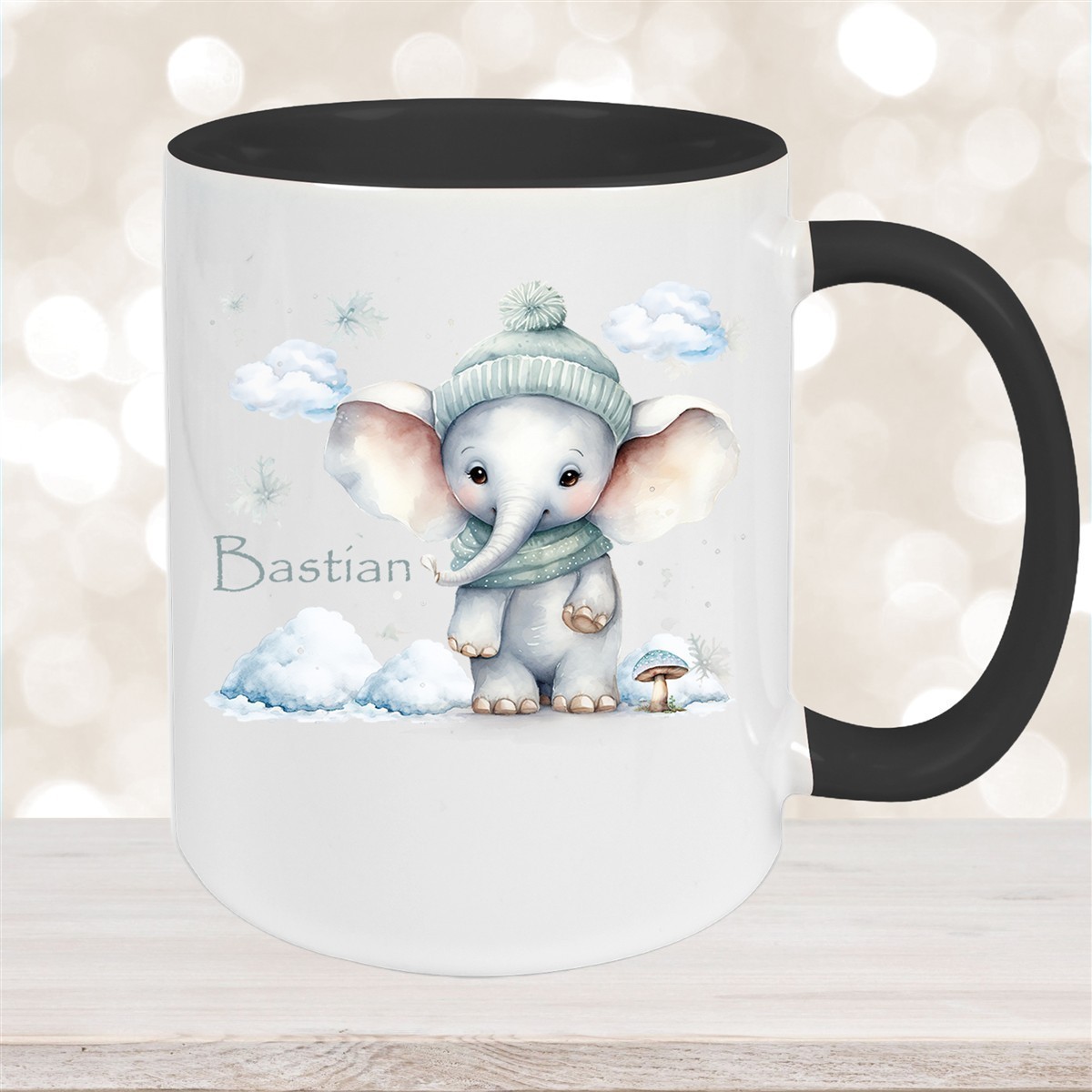 Tasse Wunschname Christmas Elefant #2 Keramik Kinderbecher versch. Farben