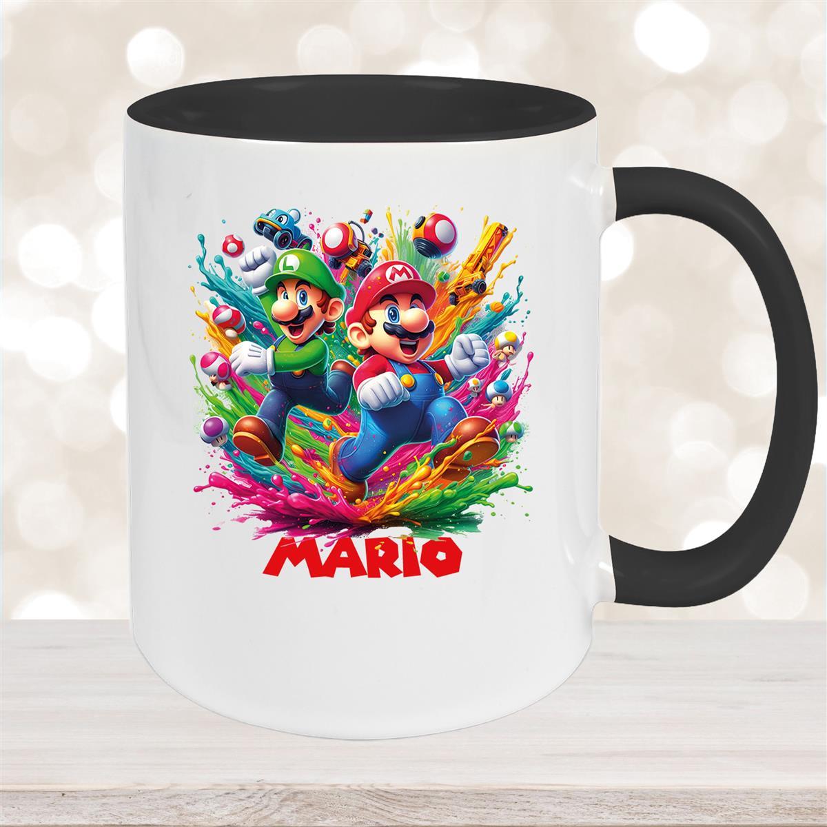 Tasse Wunschname Super-Mario #6 Keramik Kinderbecher personalisiert versch. Farben