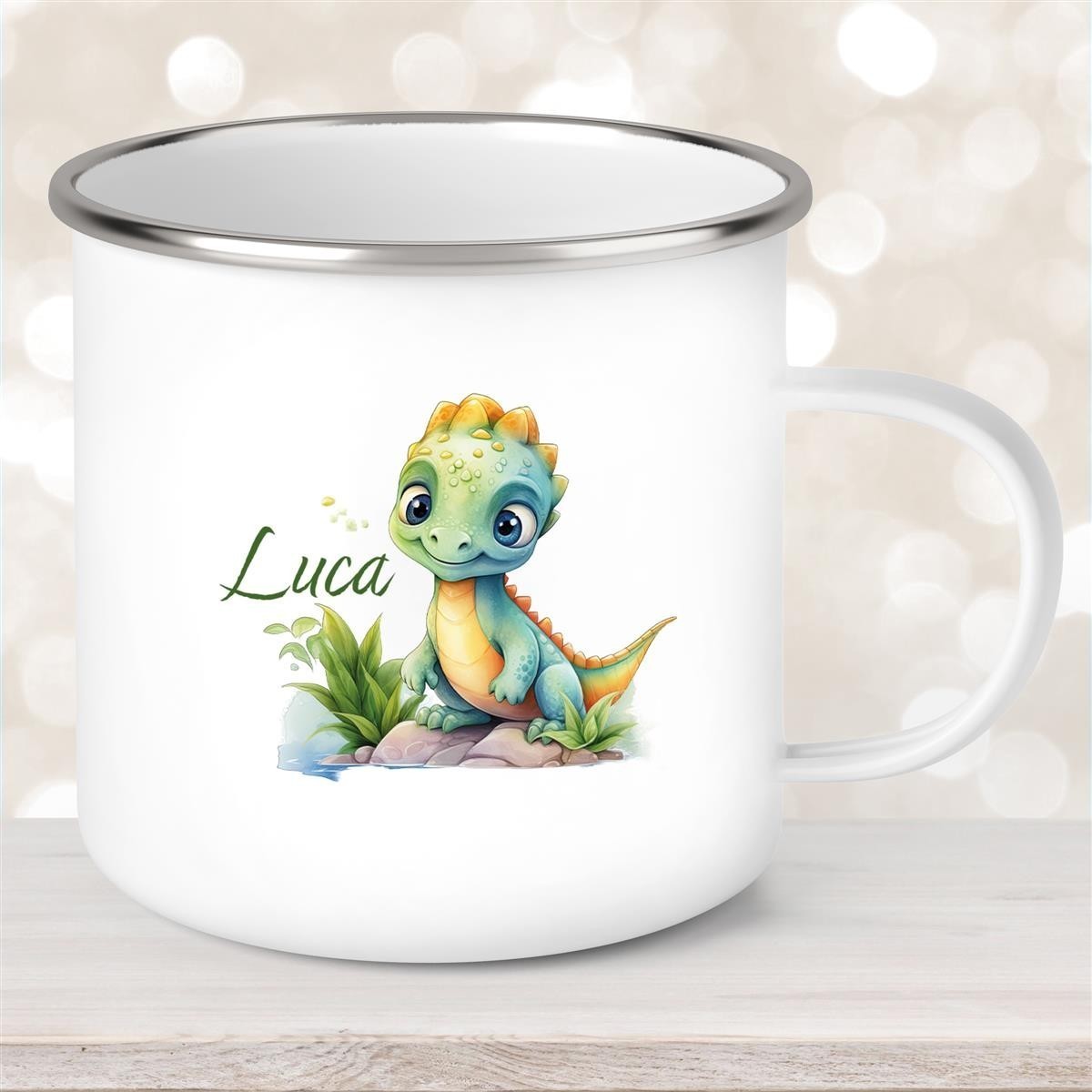 Tasse Wunschname Dino #11 Emaille Kinderbecher Tasse Wunschname Dino #11 Emaille Kinderbecher