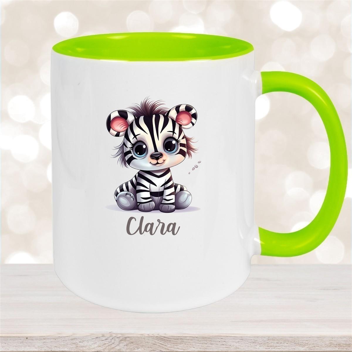 Tasse Wunschname Zebra 2 Keramik Kinderbecher versch. Farben