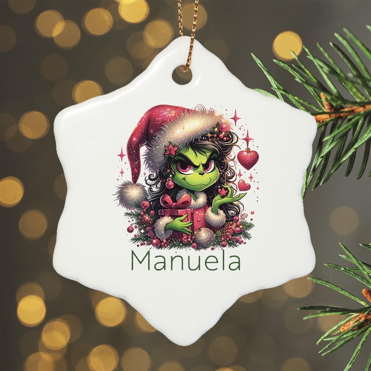 Weihnachtsanhänger personalisiert Lady-Grinch 2 Name Motiv Anhänger Keramik, Weihnachtsschmuck, Weihnachtskugel, Christbaumschmuck versch. Formen