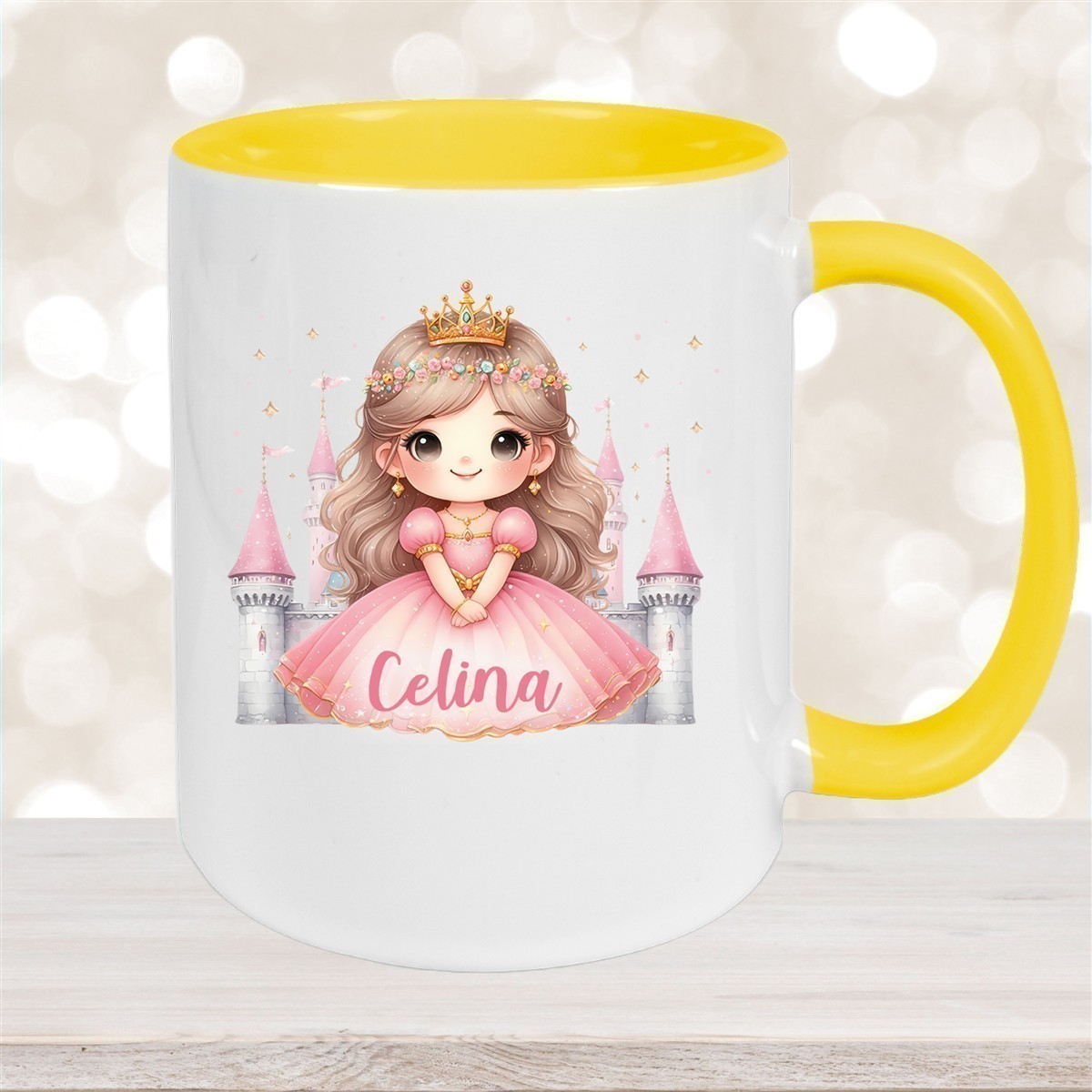 Tasse Kinder Prinzessin #3 Wunschname Keramik Kinderbecher personalisiert versch. Farben
