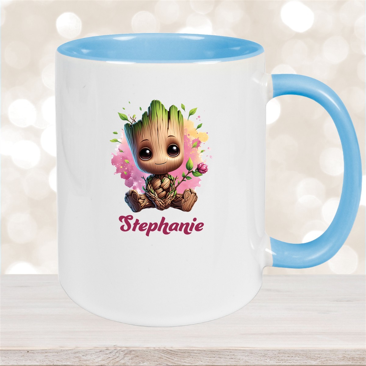 Tasse Baby-Groot #3 Wunschname Keramik Kinderbecher personalisiert Hellblau