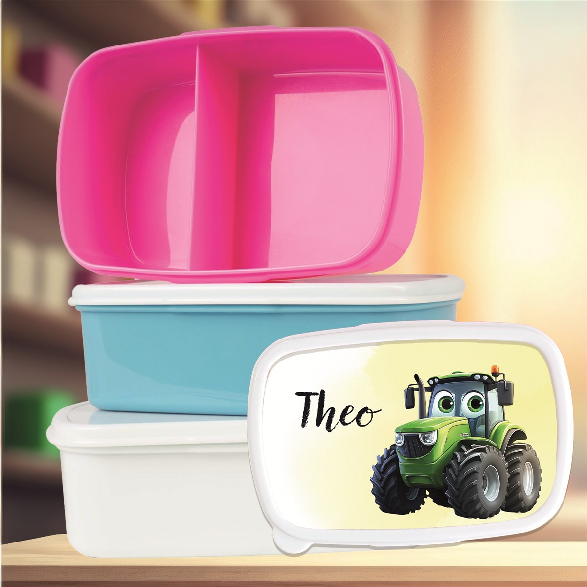 Brotdose mit Namen Traktor #02 – Personalisierte Lunchbox für Schule & Kindergarten versch. Farben Brotdose mit Namen Traktor #02 – Personalisierte Lunchbox für Schule & Kindergarten Weiß