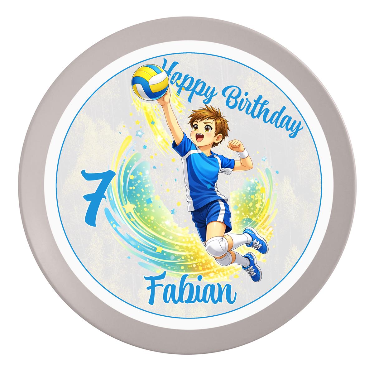 Tortenaufleger Geburtstag Volleyball 2 Name & Zahl (20cm) Fondant Papier