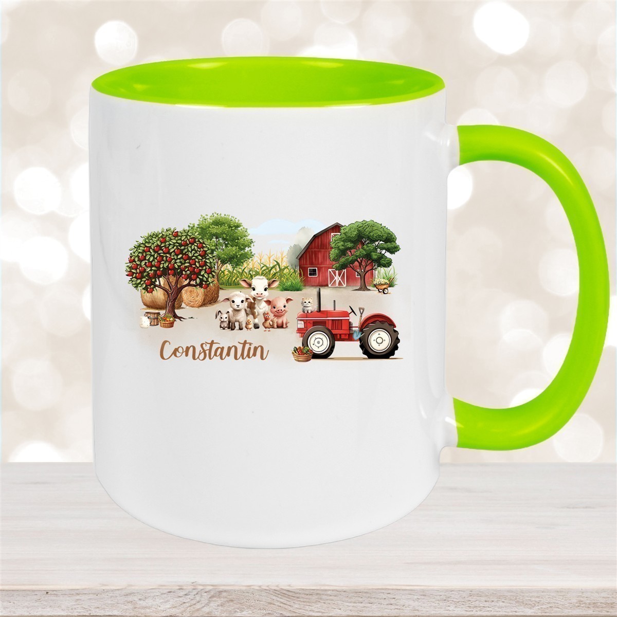 Tasse Wunschname Bauernhof #1 Keramik Kinderbecher personalisiert versch. Farben