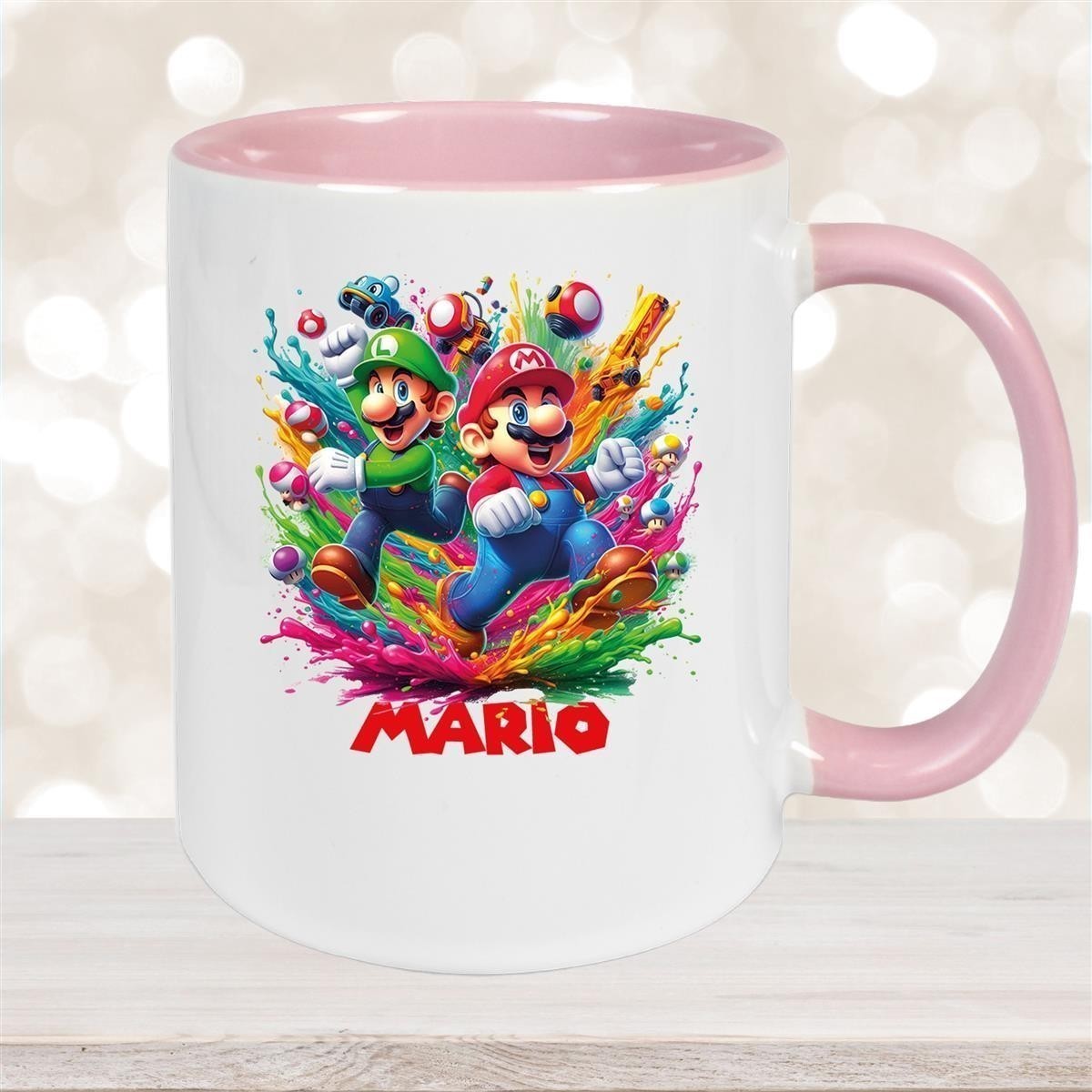 Tasse Wunschname Super-Mario #6 Keramik Kinderbecher personalisiert versch. Farben