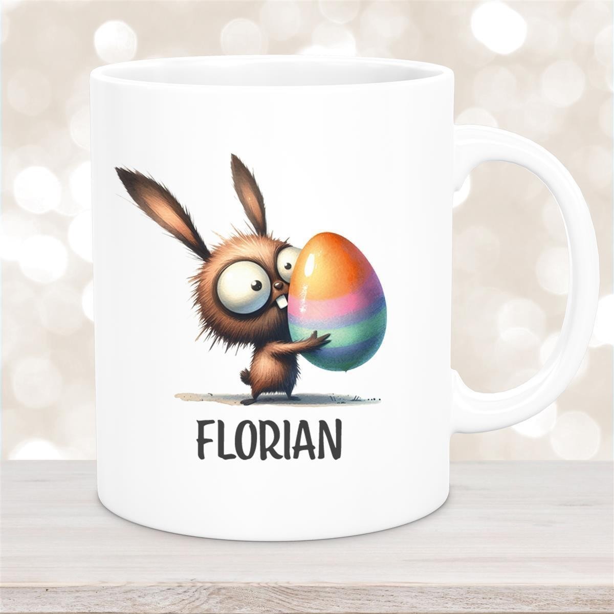 Tasse Ostern - Hase #6 Wunschnamen personalisiert Keramik Weiß Tasse Ostern - Hase #6 Wunschnamen personalisiert Keramik Weiß