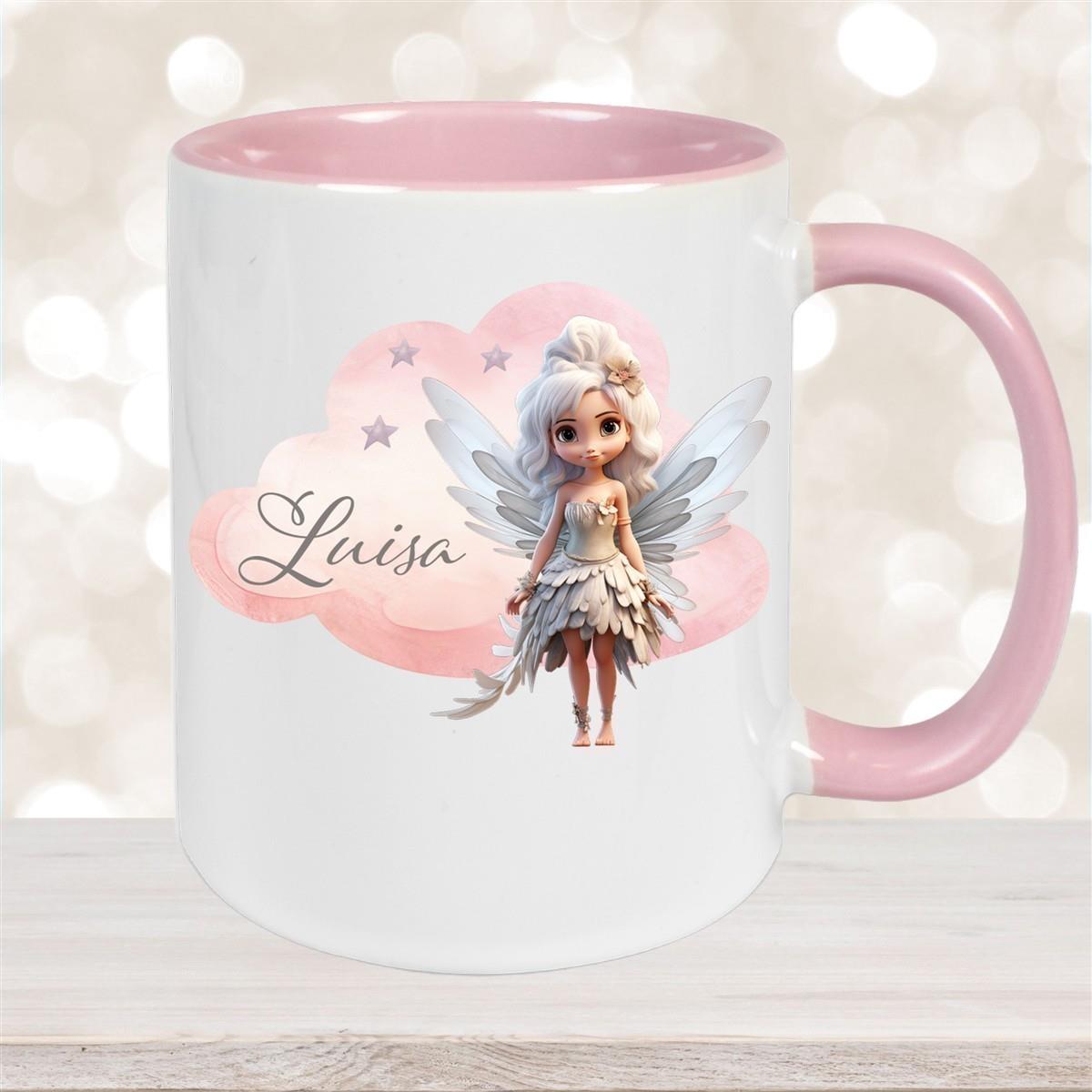Tasse Fee 1 Wunschname Keramik Kinderbecher personalisiert versch. Farben