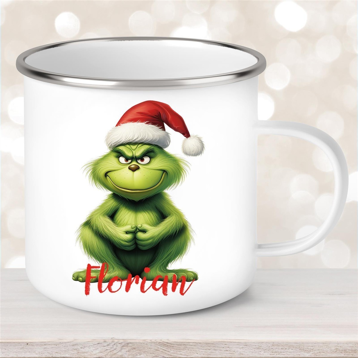 Tasse Wunschname Weihnachten Grinch #5 Emaille Kinderbecher Tasse Wunschname Weihnachten Grinch #5 Emaille Kinderbecher