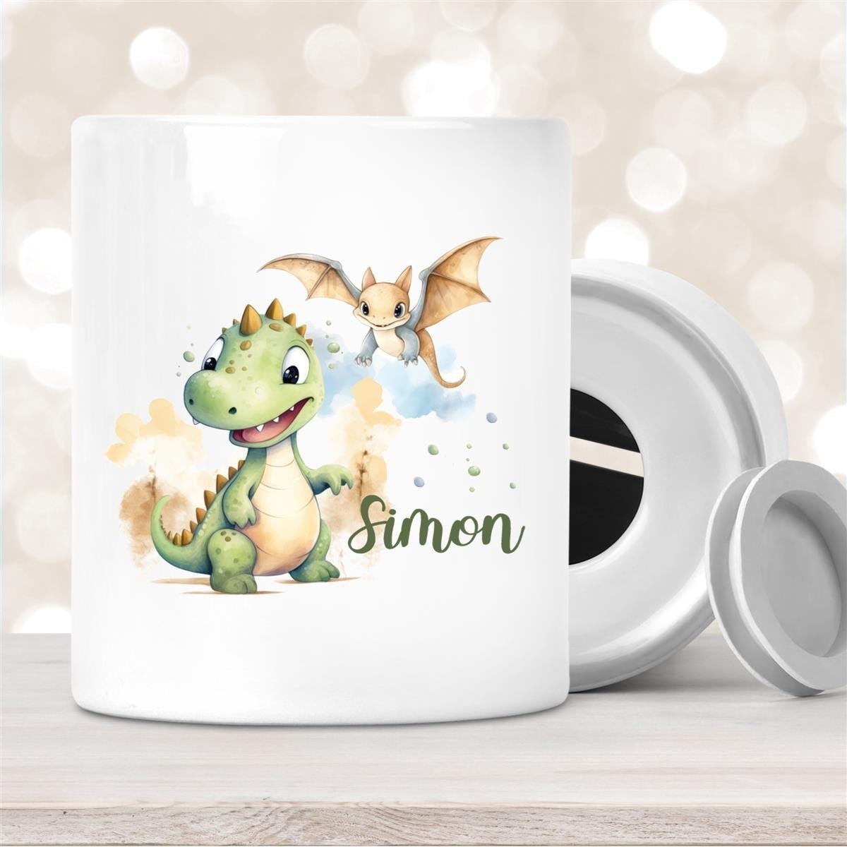 Spardose mit Wunschname Dino #6 personalisiert Spardose mit Wunschname Dino #6 personalisiert