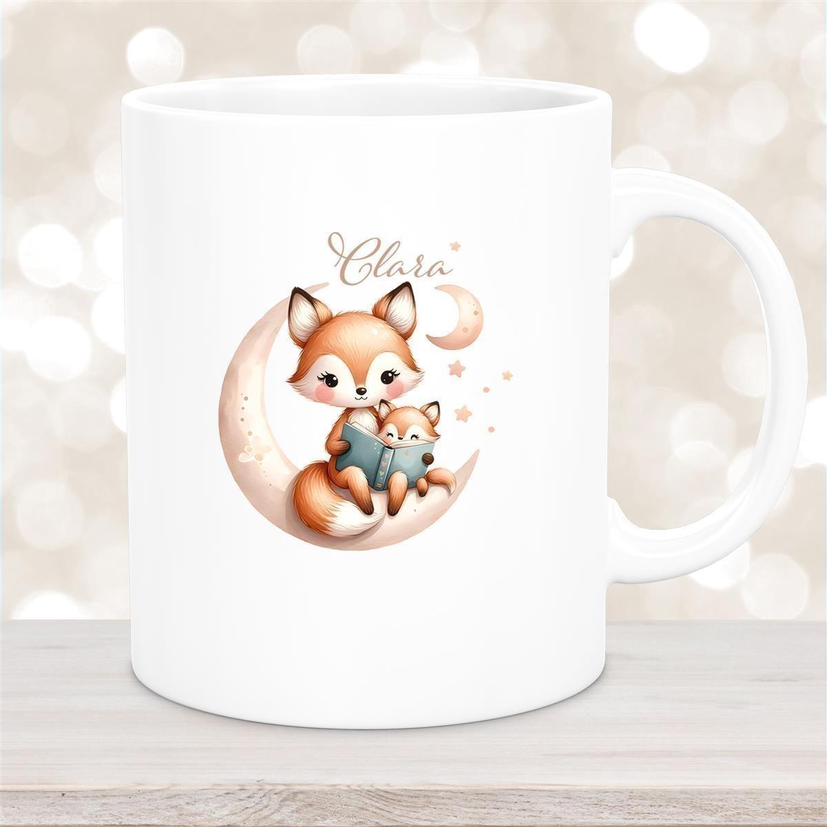 Tasse Wunschname Fuchs 2 Keramik Kinderbecher versch. Farben
