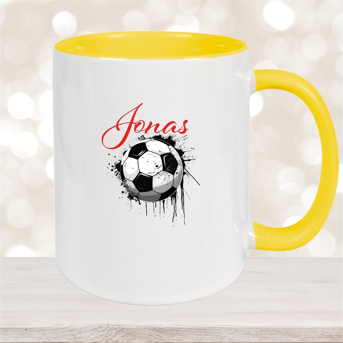 Tasse Wunschname Fußball #19 Personalisiert Keramik Kinderbecher versch. Farben