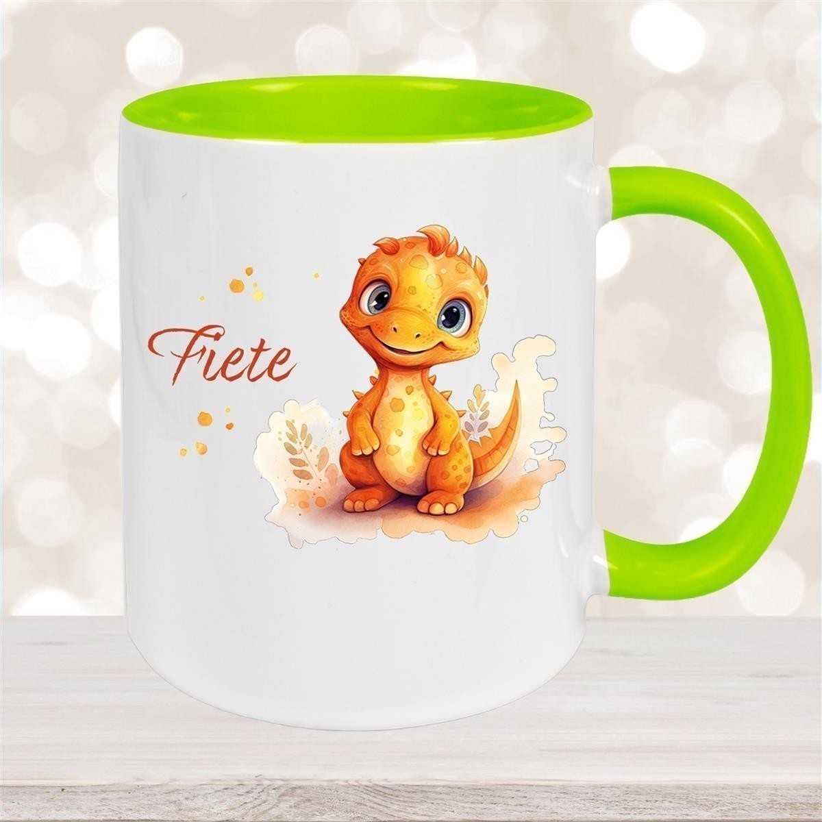 Tasse Dino #10 Wunschname Keramik Kinderbecher Personalisiert versch. Farben