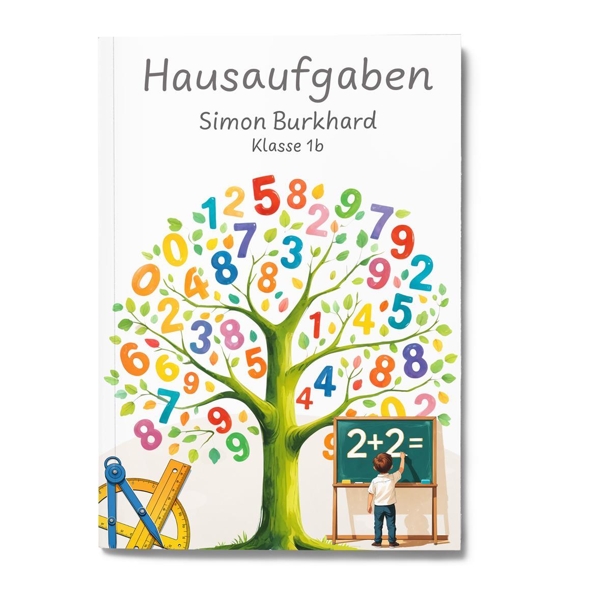 Hausaufgabenheft Mathe 1 DIN A5 - 48 Blatt mit Name und Klasse