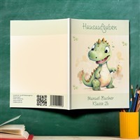 Hausaufgabenheft Dino #3  DIN A5 - 48 Blatt mit Name und Klasse 