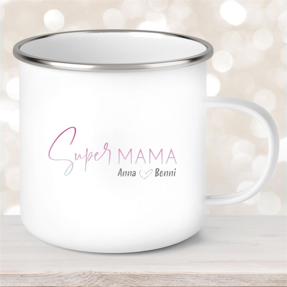 Tasse Muttertag #4 Wunschnamen Emaille Personalisiert Tasse Muttertag #4 Wunschnamen Emaille Personalisiert