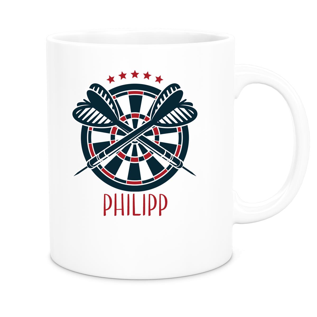 Tasse Dart 1 Wunschname Keramik Kinderbecher personalisiert versch. Farben