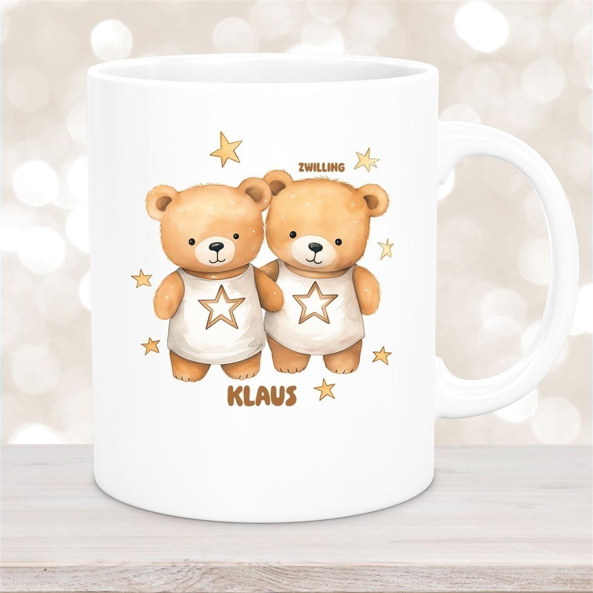 Tasse Sternzeichen Kinder Zwilling 1 Wunschname Keramik Kinderbecher personalisiert versch. Farben