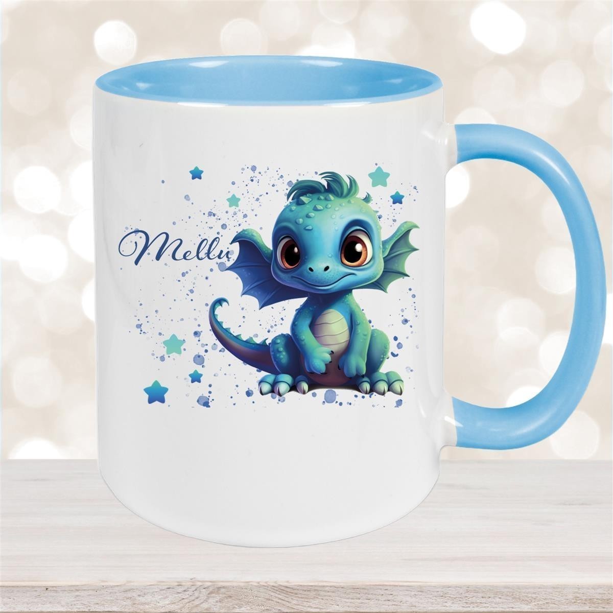Tasse Wunschname Drache #2 Keramik Kinderbecher versch. Farben