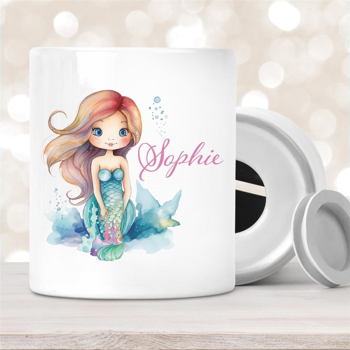 Spardose mit Wunschname Meerjungfrau #2 personalisiert Spardose mit Wunschname Meerjungfrau #2 personalisiert