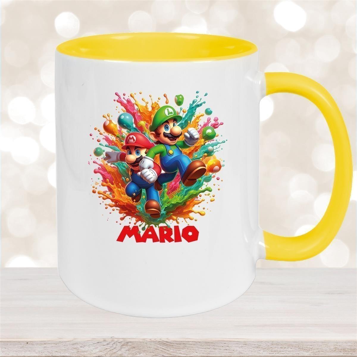 Tasse Wunschname Super-Mario 4 Keramik Kinderbecher personalisiert versch. Farben