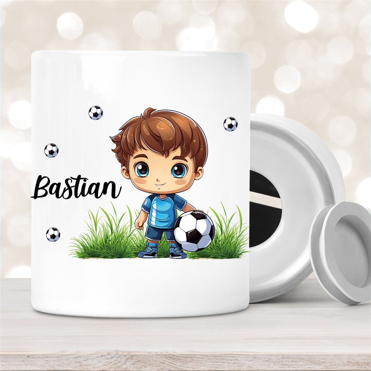 Spardose mit Wunschname Fußball #6 personalisiert Spardose mit Wunschname Fußball #6 personalisiert