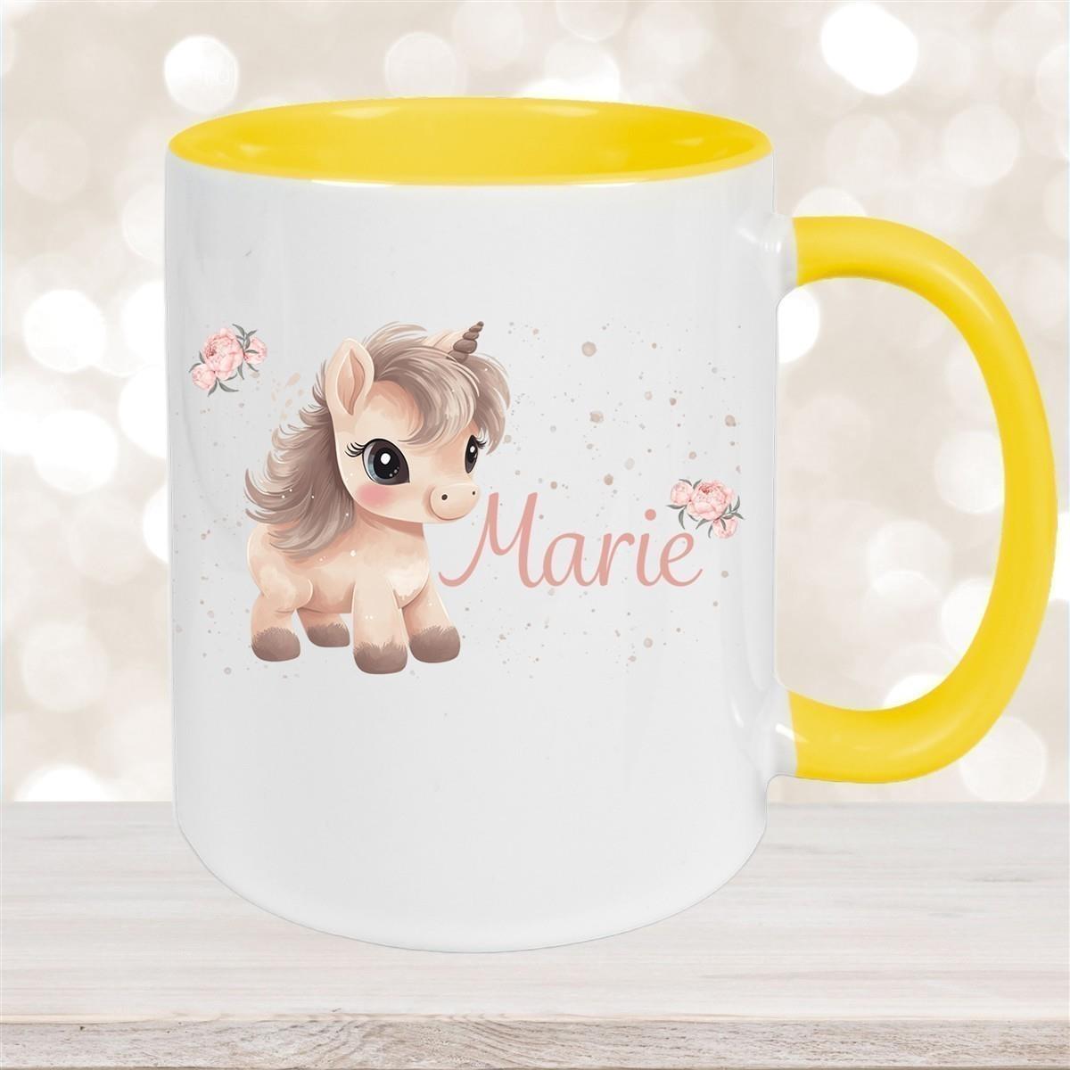 Tasse Einhorn 8 Wunschname Keramik Kinderbecher personalisiert versch. Farben