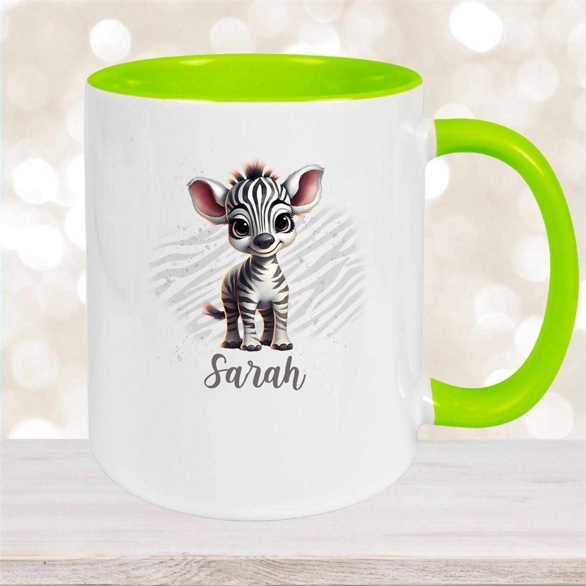 Tasse Wunschname Zebra 1 Keramik Kinderbecher versch. Farben