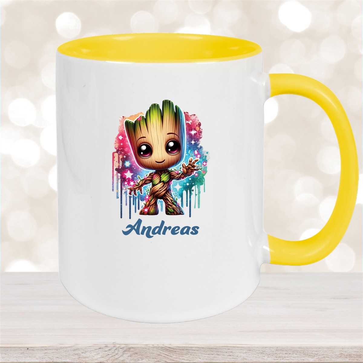 Tasse Baby-Groot #2 Wunschname Keramik Kinderbecher personalisiert Gelb