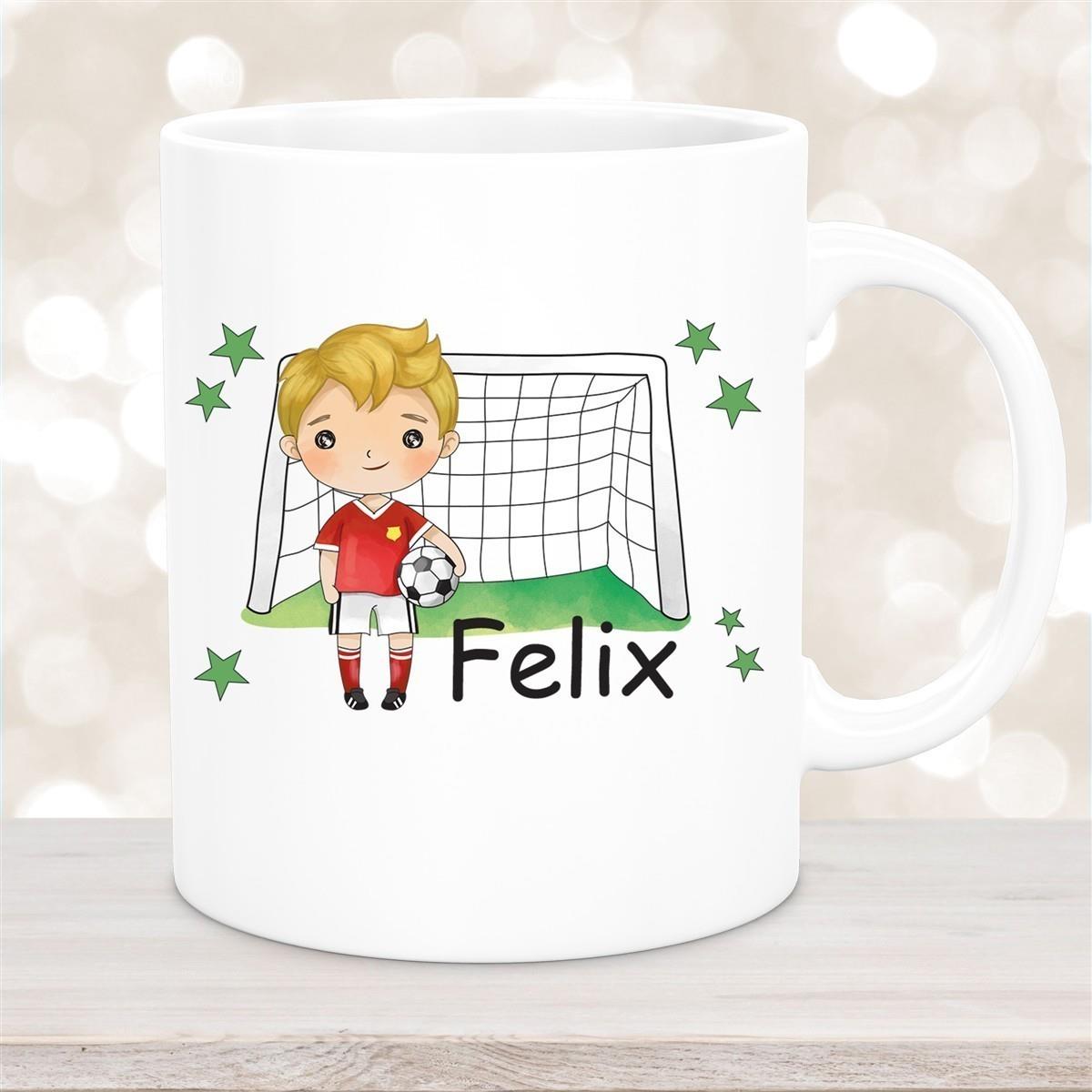 Tasse Fußball 1 Wunschname Keramik Kinderbecher personalisiert versch. Farben