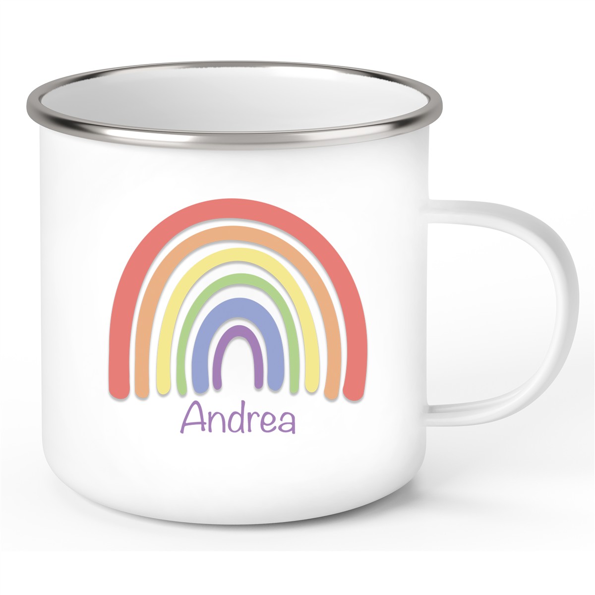 Tasse Wunschname Regenbogen #1 Emaille Kinderbecher