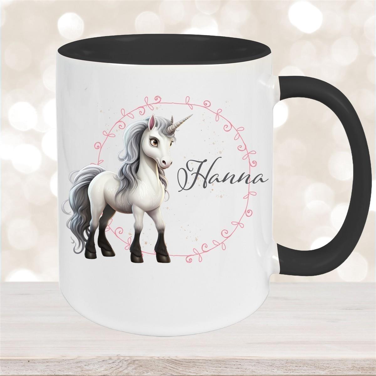 Tasse Einhorn 6 Wunschname Keramik Kinderbecher personalisiert versch. Farben