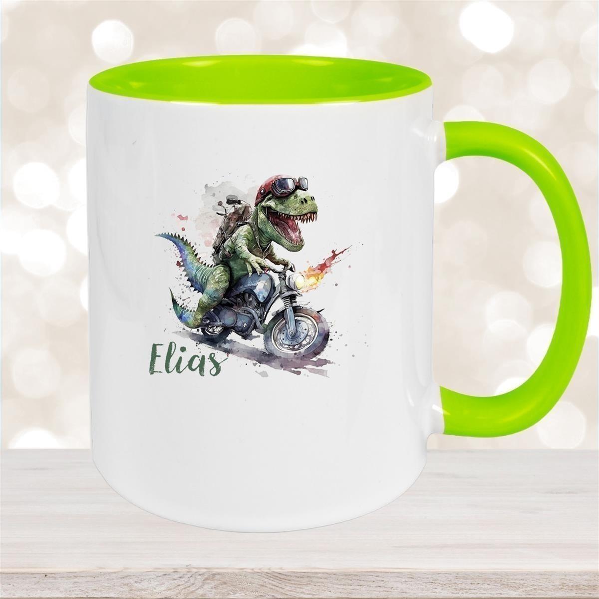 Tasse Dino 5 Wunschname Keramik Kinderbecher Personalisiert versch. Farben