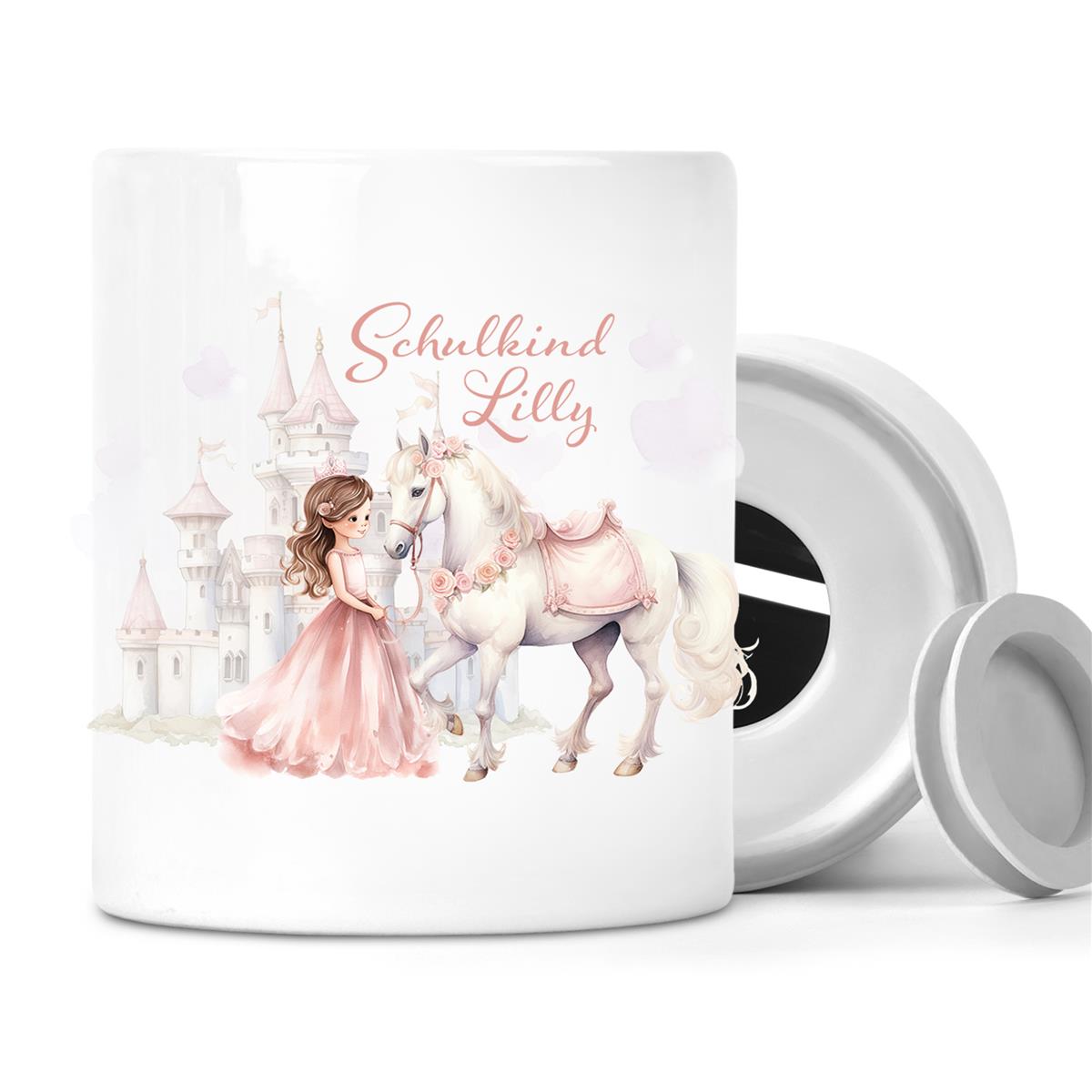 Spardose mit Wunschname Prinzessin 1 personalisiert