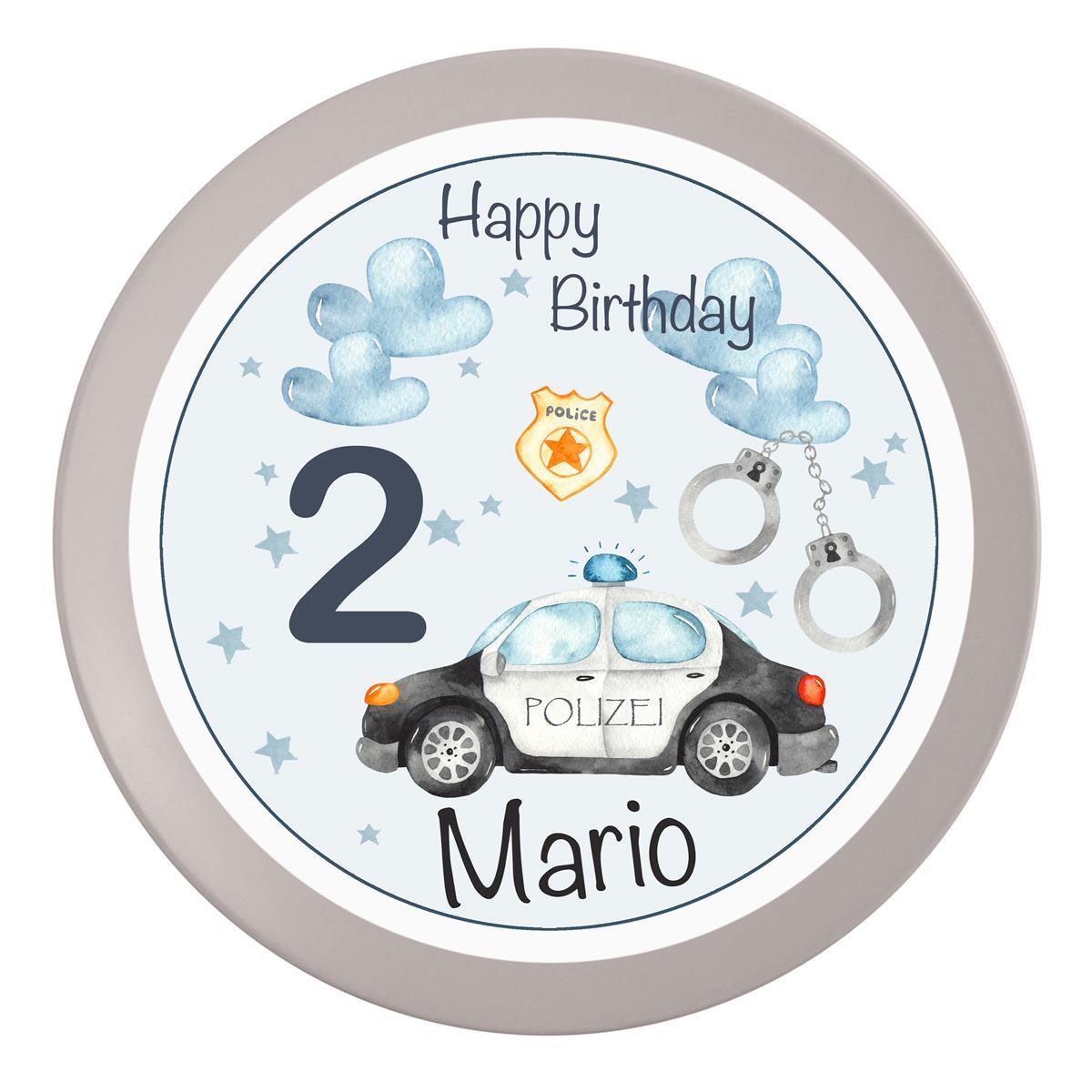 Tortenaufleger Geburtstag Polizei 1 Name & Zahl (20cm) Fondant Papier