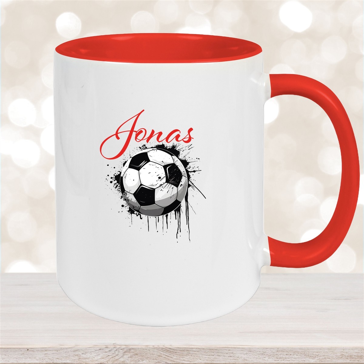 Tasse Wunschname Fußball #19 Personalisiert Keramik Kinderbecher versch. Farben