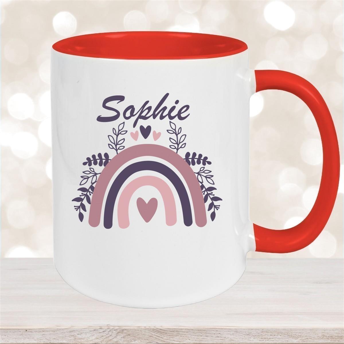 Tasse Regenbogen 8 Wunschname Keramik Kinderbecher versch. Farben